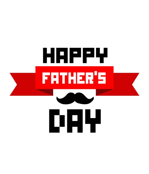 Happy Father Day Punainen Nauha Viikset Valkoinen Tausta Vektori Image — vektorikuva