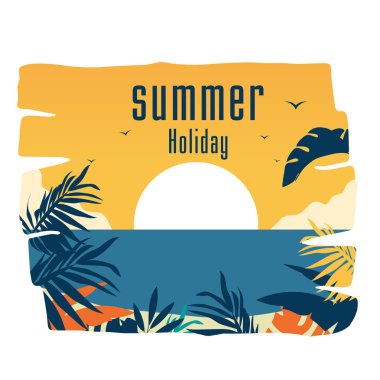 Yaz tatili günbatımı orman yaprakları arka plan vektör görüntü