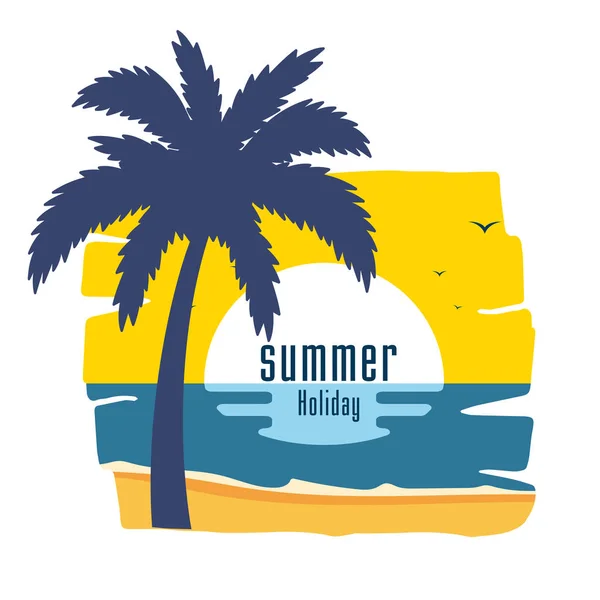 Sommarsemester Coconut Tree Sunset Bakgrund Vector Image — Stock vektor