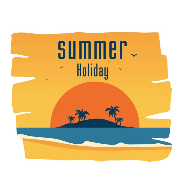 Καλοκαιρινές Διακοπές Νησί Ηλιοβασίλεμα Διάνυσμα Φόντο — Διανυσματικό Αρχείο