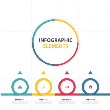 Daire Infographic öğeleri tasarım şablonu ile beş seçenek vektör görüntü
