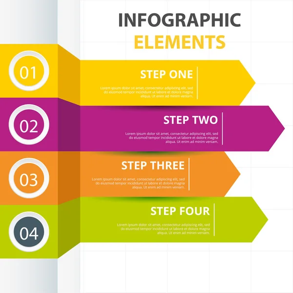 Modelo Elementos Infográficos Seta Imagem Vetorial Quatro Cores — Vetor de Stock