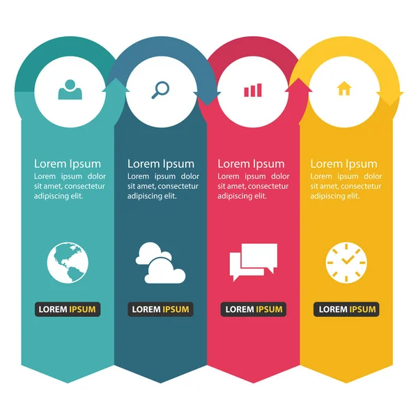 Plantilla Infografía Flecha Círculo Imagen Vector Cuatro Pasos — Archivo Imágenes Vectoriales