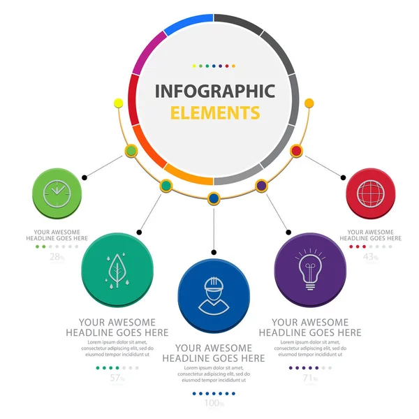Abstract Circle Infographic Elements Five Options Vector Image — стоковый вектор