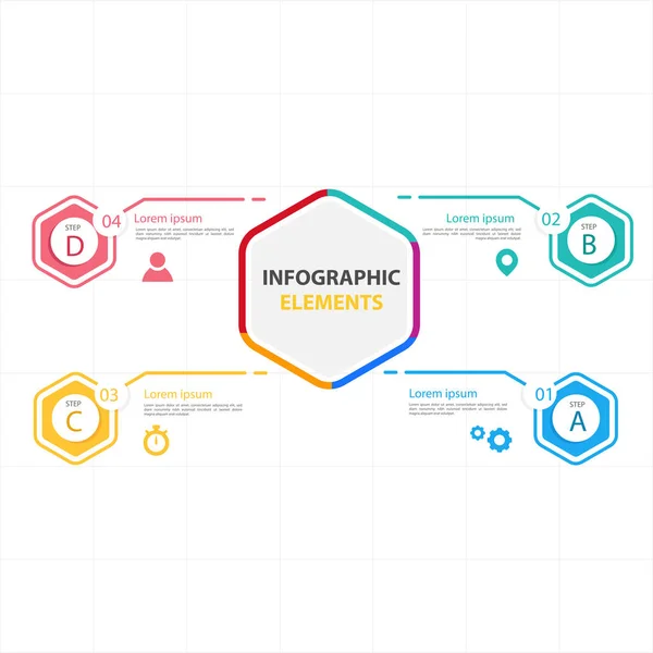 Éléments Infographie Hexagonal Avec Quatre Options Image Vectorielle — Image vectorielle