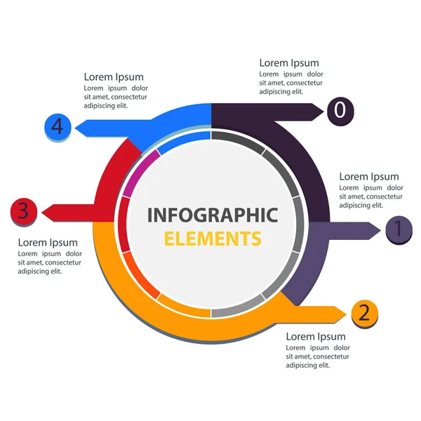 Elementos Infográficos Círculo Abstrato Com Cinco Opções Imagem Vetorial — Vetor de Stock