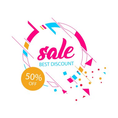 Modern satış en iyi indirim % 50 indirim daire çerçeve arka plan vektör görüntü