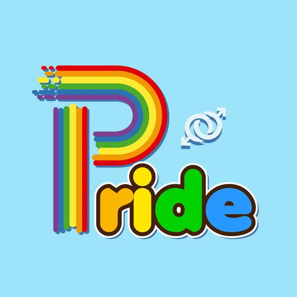 Rainbow Pride Текст Мужская Гомосексуальность Символ Голубой Фон Векторное Изображение — стоковый вектор