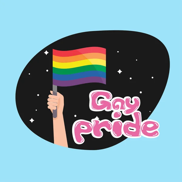 Gay Orgullo Mano Hold Arco Iris Bandera Fondo Vector Imagen — Archivo Imágenes Vectoriales