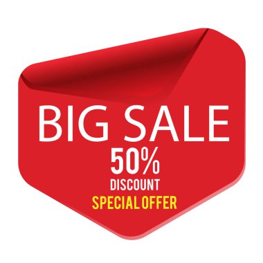 Büyük bir indirim % 50 indirimli özel fırsat kızıl bayrak vektör görüntü