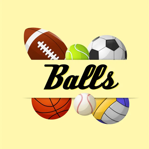 Balls Sport Balls Yellow Background Vector Image — Stock Vector