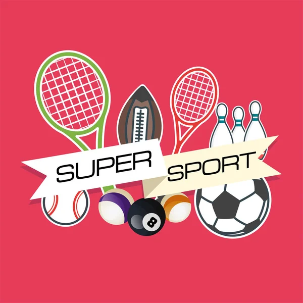 Super Sport Equipment Pink Background Vector Image — Stock Vector