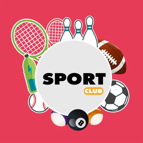 Spor Kulübü Spor Ekipman Pembe Arka Plan Vektör Görüntü — Stok Vektör