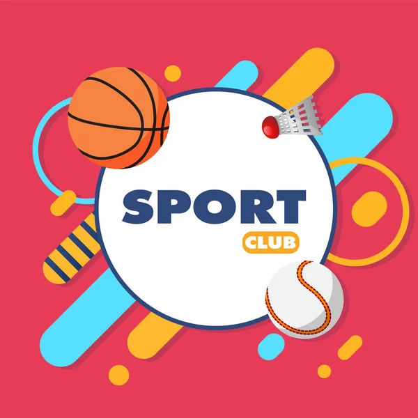 Sport Club Sports Equipment Pink Background Vector Image — Stock Vector