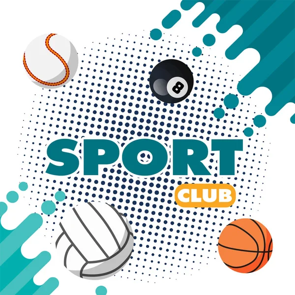 Sport Club Labdákat Zöld Csobbanás Háttér Vektor Kép — Stock Vector