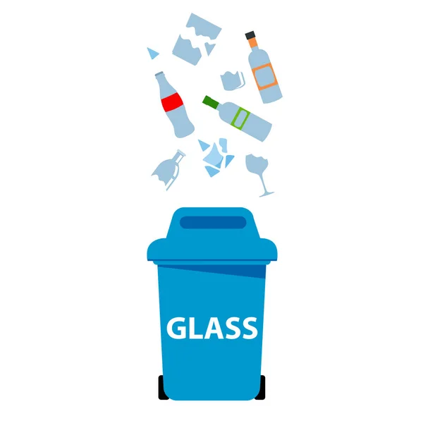 Blue Glass Bin White Background Vector Image