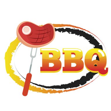 Barbekü biftek çatal daire arka plan vektör görüntü