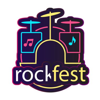 Neon Rock Fest davul arka plan vektör görüntü