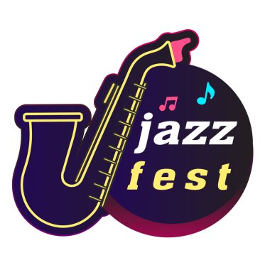 Neon Caz Festivali saksafon arka plan vektör görüntü