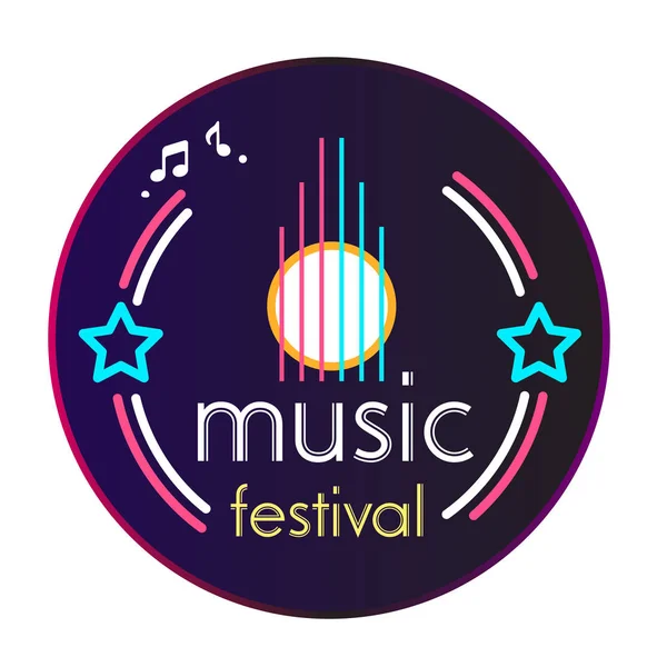 Neon Music Festival Vinyl Disc Record Background Vector Image — Stock Vector