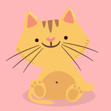 Karikatür kedi gülümseme pembe arka plan vektör görüntü