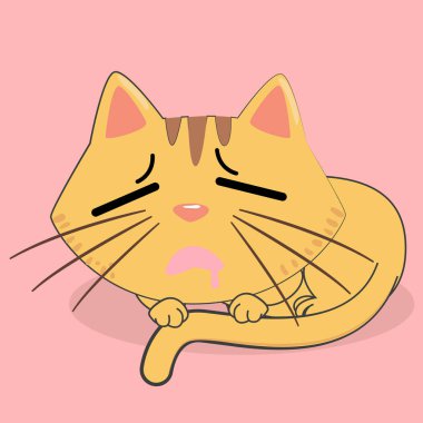 Karikatür kedi uykulu pembe arka plan vektör görüntü