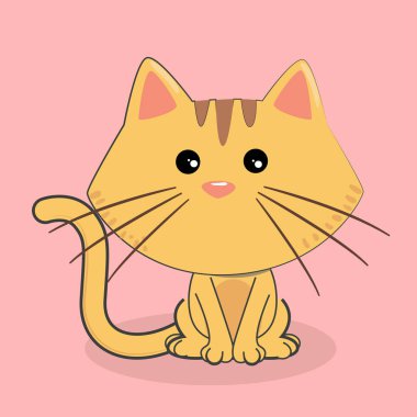 Karikatür kedi şirin duygu pembe arka plan vektör görüntü