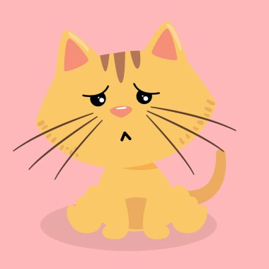Karikatür kedi şüpheli pembe arka plan vektör görüntü