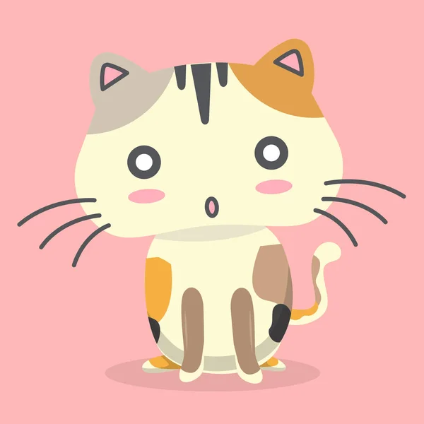 Kreslená Kočka Překvapivě Emoce Růžové Pozadí Vektorový Obrázek — Stockový vektor
