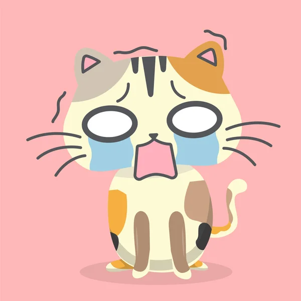 Cartoon Cat Scared Emotion Pink Background Vector Image