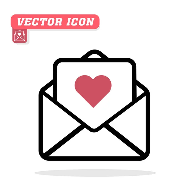 Lettre Amour Icône Vectorielle Image Vectorielle Fond Blanc — Image vectorielle