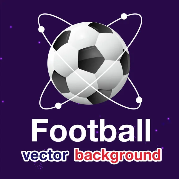 Calcio Atomic Soccer Ball Sfondo Blu Immagine Vettoriale — Vettoriale Stock