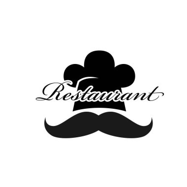Restoran Logo Chef şapka bıyık arka plan vektör görüntü