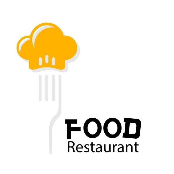 Élelmiszer Étterem Logo Séf Kalapját Villát Háttér Vektor Kép — Stock Vector