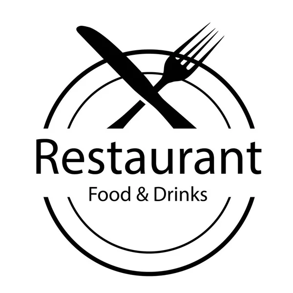 Ресторан Еда Напитки Логотип Вилка Нож Векторное Изображение — стоковый вектор
