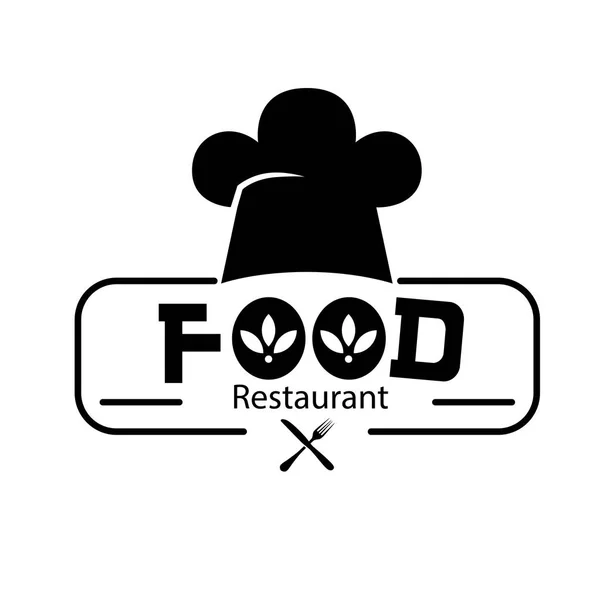 Τροφίμων Λογότυπο Εστιατόριο Chef Καπέλο Διάνυσμα Εικόνα Φόντου — Διανυσματικό Αρχείο