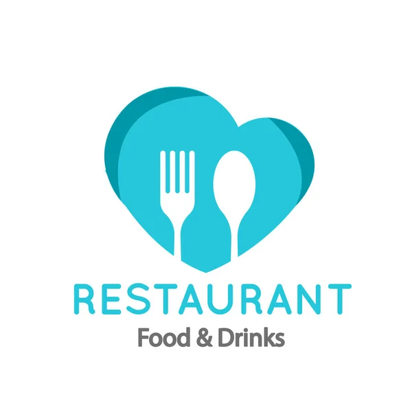 Restaurant Essen Trinken Logo Gabel Löffel Herz Rahmen Hintergrund Vektor — Stockvektor
