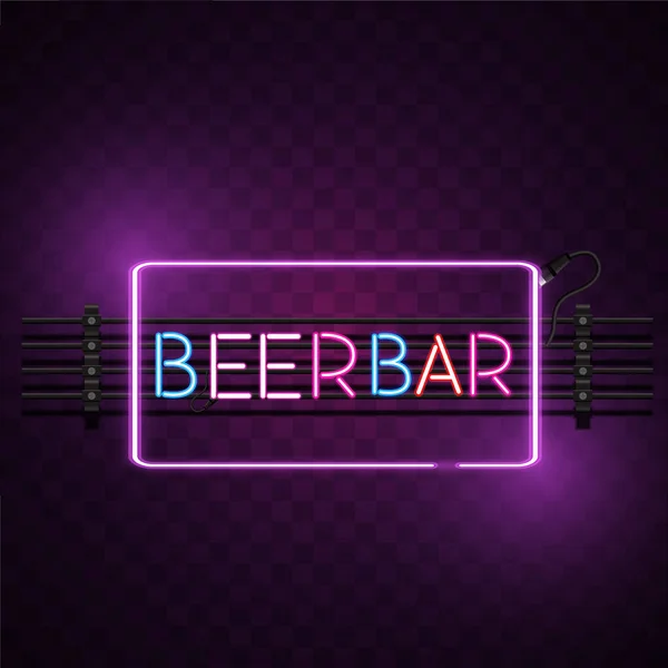Bira Bar kare kare Neon işareti vektör görüntü