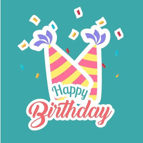 Happy Birthday Party Hatt Bakgrund Vector Image — Stock vektor