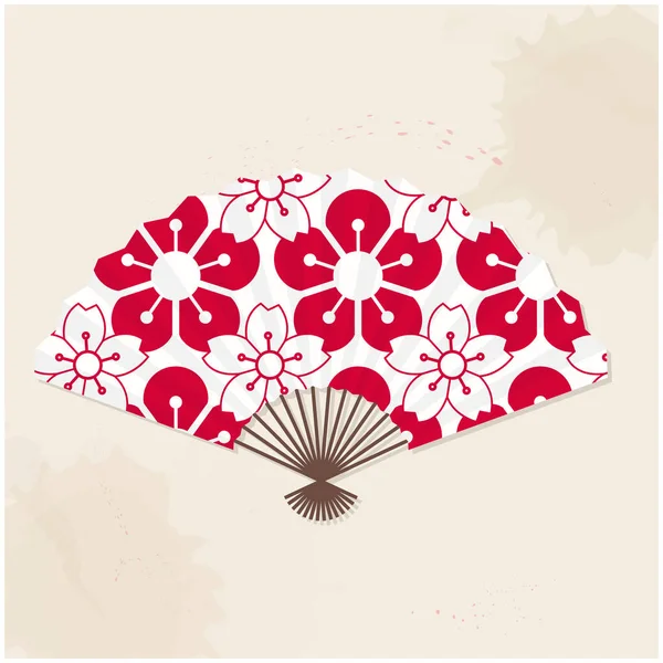 日本ファンの赤と白の桜絵ベクトル画像 — ストックベクタ