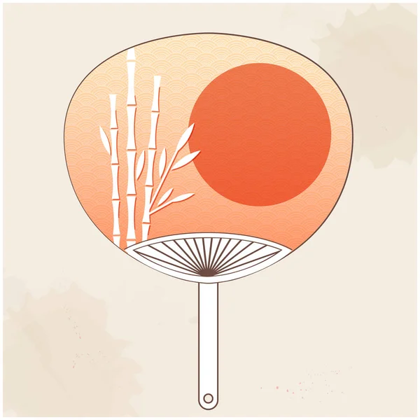 Japanese Fan Bamboo Sunset Background Vector Image