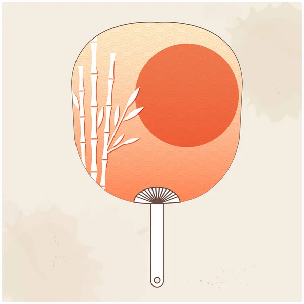 Japanese Fan Bamboo Sunset Painting Vector Image