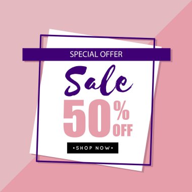 Satılık özel teklif % 50 indirim kare çerçeve arka plan vektör görüntü