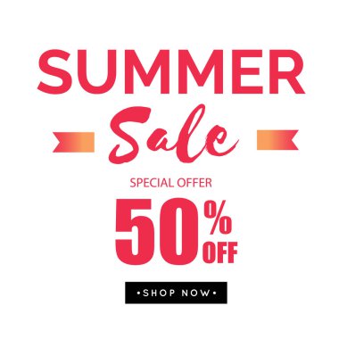 Yaz Satılık özel teklif % 50 indirim şerit arka plan vektör görüntü