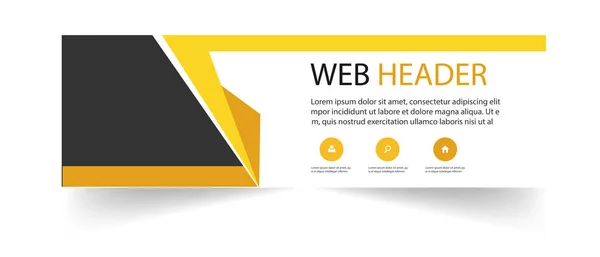 Modelo Design Cabeçalho Web Moderno Amarelo Preto Fundo Vector Imagem — Vetor de Stock