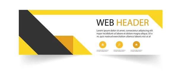 Abstract Web Header Design Template Black Yellow Background Vector Image — Stock Vector