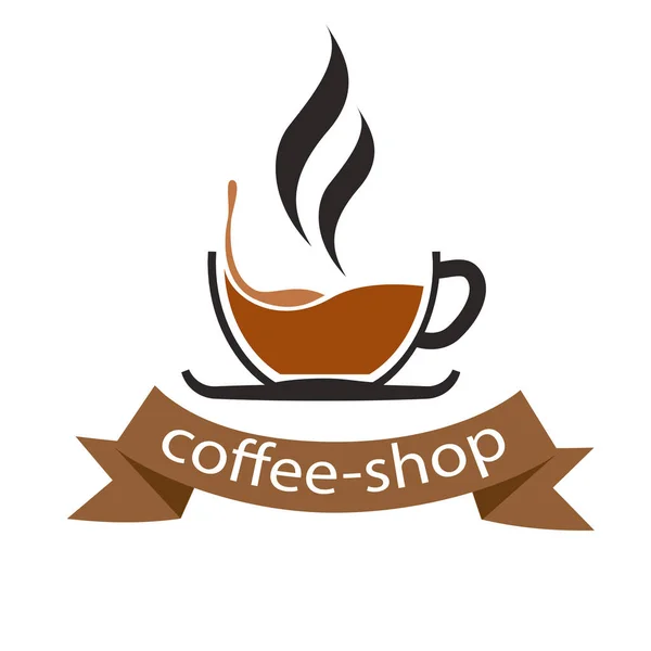 Coffee Shop Szalag Csésze Kávé Háttér Vektor Kép — Stock Vector