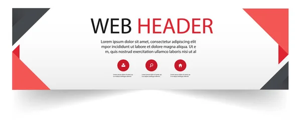 Web Header Abstracte Rood Zwart Design Witte Achtergrond Vector Image — Stockvector