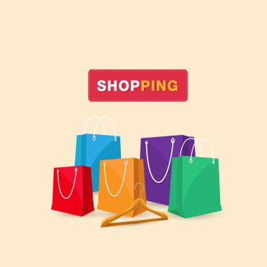 Alışveriş askı çanta alışveriş arka plan vektör görüntü