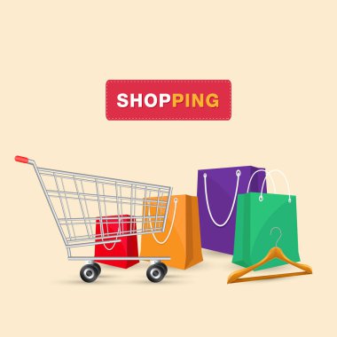 Alışveriş sepeti alışveriş çantası arka plan vektör görüntü